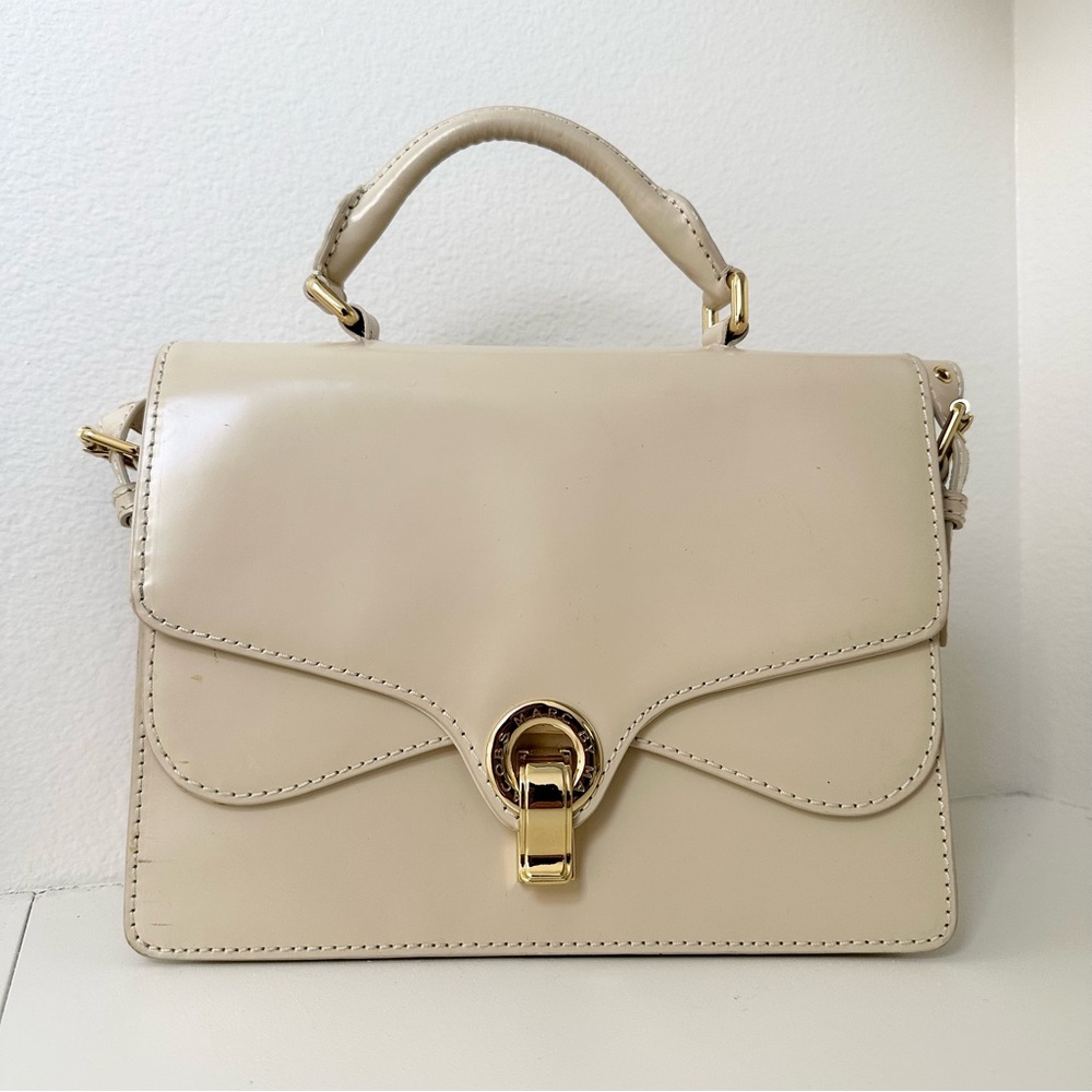 Marc by Marc Jacobs Leather Flap Structured Shoulder Bag in Cream